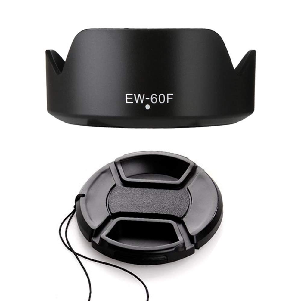 Lens Hood Cover for EW-60F & 55mm Lens Cap for Canon EF-M 18-150mm F3.5-6.3 Lens, fit M50 M50II, M6 M6II, M100 M10 M5 Camera(1+1 Pack)