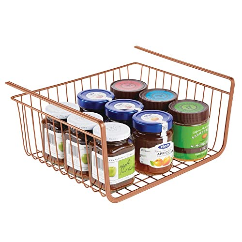 mDesign Household Metal Under Shelf Hanging Storage Bin Basket with