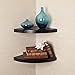 Danya B. Small Floating Wall Mount Laminate Wood Corner Wall Radial Shelves (Set of 2) (Black)