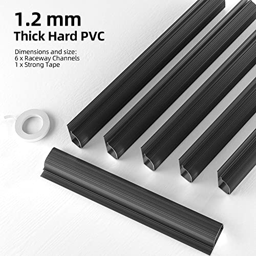 YECAYE Cable Management 94'' J Channel 6 Pack Cable Raceway, Cord