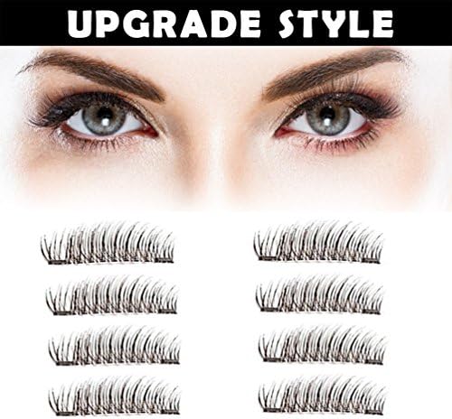 Magnet Eyelashes-Dual Magnetic False Eyelashes with NO GLUE 3D Fiber Reusable Best Fake Lashes Extension for Natural Look,Perfect for Deep Set Eyes (-2 Pair/8 Pieces) (THREE-FULL ZISE01)