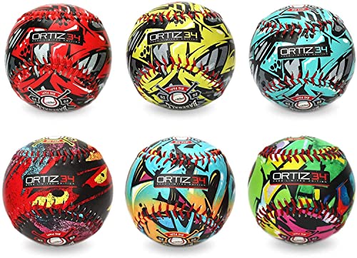 Ortiz34 T-Balls (6-Pack), Safety Training Baseballs for Children, Youth, Kids, Little League