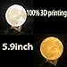 5.9 inch Full Moon Lamp, 3D Moon Lamp, 100% 3D Printing LED 16 Colors Moon Lamp, Touch& Remote Control Decorative Moon Light.