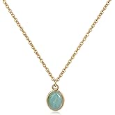 Teppdfann Jade Pendant Necklace for Women – 14K Gold Plated Classic Green Necklace with Oval Jade Jewelry Stone, Elegant Jade Jewelry for Everyday Sophistication