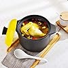 Kitchen-Stoneware-Cooking-Pot-Tureen-Soup-Casserole-Dish-with-Lid-Chinese-SoupClayEarthen-Pot-with-Double-Handle-and-Yellow-Lid-Ceramic-Cookware-Round-Black-25-Liter Kitchen Stoneware Cooking Pot Tureen Soup Casserole Dish with Lid, Chinese Soup/Clay/Earthen Pot with Double Handle and…