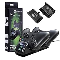 One Controller Charger, Slopehill One / One S / One Elite Wireless Controller Charger Charging Station Stand Dock Adapter With 2 Rechargeable 1200mAh Battery Packs, 35-40 Hour Gaming Time