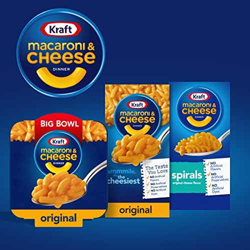 Kraft Original Macaroni And Cheese Easy Microwavable Big Bowl Dinner 3.5 Ounce(Pack of 6