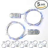 RTGS 2 Sets 15 Blue Color Micro LED String Lights Battery Operated on 6 Feet Silver Wire (5)