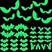 47Pcs Halloween Glow in The Dark Window Decals Luminous Stickers Glasses Stickers Bat Wall Stickers Night Glow Decals Halloween Theme Party Decoration