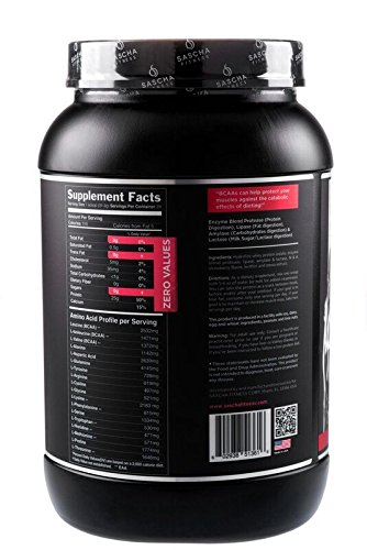 Sascha Fitness Hydrolyzed Whey Protein Isolate,100% Grass-Fed (2 Pounds, Strawberry) ...