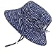 JAN & JUL Cotton Toddler Boy UV Protective Sun Hat 50 UPF, Drawstring Adjustable, Packable (M: 6-24m, Bucket Hat: Navy Waves)