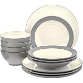 Noritake Colorwave Slate 12-Piece Coupe Dinnerware Set, Service for 4