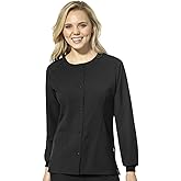 WonderWink W123 Women’s Crew Neck Warm-Up Jacket — Black, XL