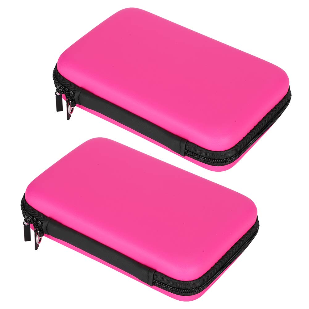 Dpofirs 2Pcs Portable Storage Bag for 3ds XL Game Console,EVA Protective Hard Package for Handheld Game Console,with 8 Game Card Slots,Anti-squeeze Shock,Provide Multiple Protections,Pink(pink)