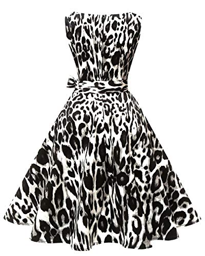 Hanpceirs Women's Boatneck Sleeveless Swing Vintage 1950s Cocktail Dress WhiteTiger XS