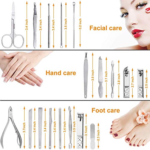 Manicure Pedicure Set Nail Clipper,Fomatrade 16 Pieces Stainless Steel Heavy Duty Nail Care AIDS -Fingernail Clippers,Toenail Clippers -Portable Travel & Grooming Kit Tools (Silver)