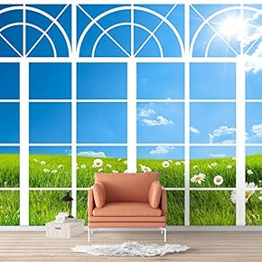 Wall Murals for Bedroom Vies from French Window Design Removable Wallpaper Peel and Stick Wall Stickers - 66x96 inches