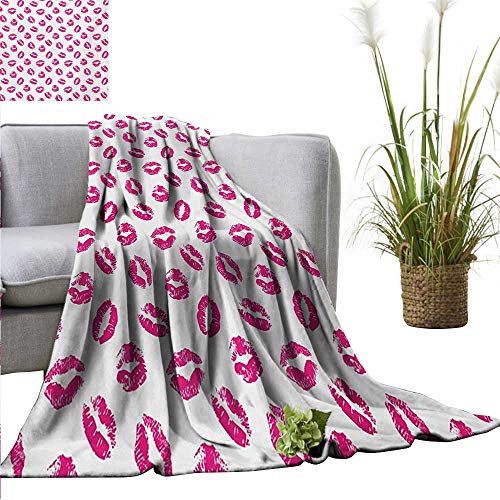 homehot Ice Cream Faux Fur Throw Blanket Modern and Stylized Cone Icons with Grunge Colors Effects Artsy Summer Print Cozy for Couch Sofa Bed Beach Travel 54" Wx72 L Multicolor
