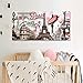 Donglin Art-Modern Wall Decor Pink Paris Eiffel Tower Paintings Stretched for Living Room City Paintings Wall Art Framed Ready to Hang 2412inch (Framed On Canvas)