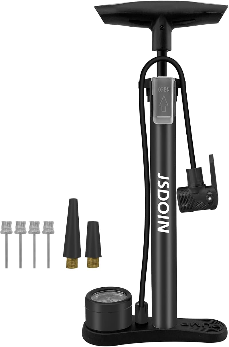 Jsdoin Bike Pump Floor Pump with Dual Presta Schrader Valves 160 psi Gauge