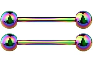 Pierced Owl - 14G G23 Implant Grade Solid Titanium PVD Plated Internally Threaded Nipple Barbells, Sold as a Pair