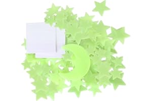 Jurtmy 201 Pack Glow in The Dark Stars and Moon Wall Stickers, 3 Sizes Luminous Fluorescent Ceiling Decals with Reusable Putt