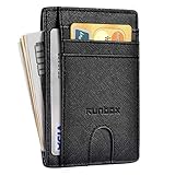 Minimalist Slim Front Pocket Wallets for Men with RFID Blocking & Genuine Leather (4 balck)