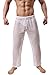 sandbank Men’s Sexy Mesh Hollow Openwork Drawstring Lounge Long Pants Pajamas Bottoms (US M/Asian Tag L, White)