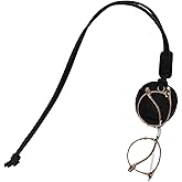 Jack&Chris Genuine Leather Glasses Strap, Adjustable Sunglasses Strap with Pen glasses Case, Eye Glasses Holders Around Neck