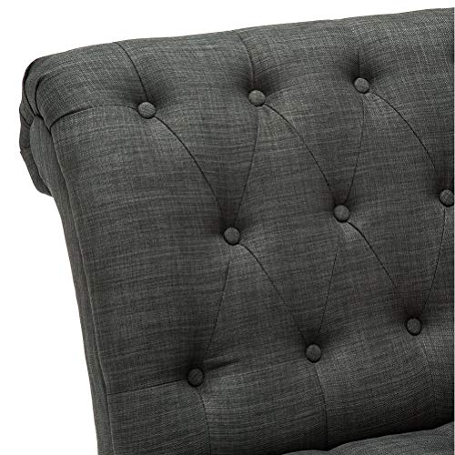 Haobo Home Modern Accent Lounge Chair with Linen upholstered Armless Tufted Button Casual Chair for Living Room (Dark Grey2)