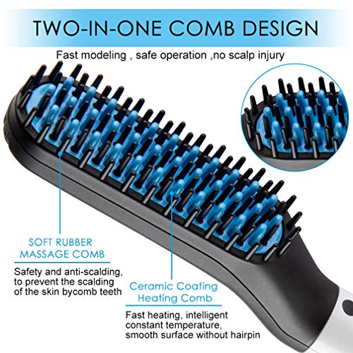 Beard/Hair Straightener Comb，DreamCatching Electric Comb for Men, Fast Shaping for Beard Grooming, Women Short Hair Straightening Brush - Thumbnail 4