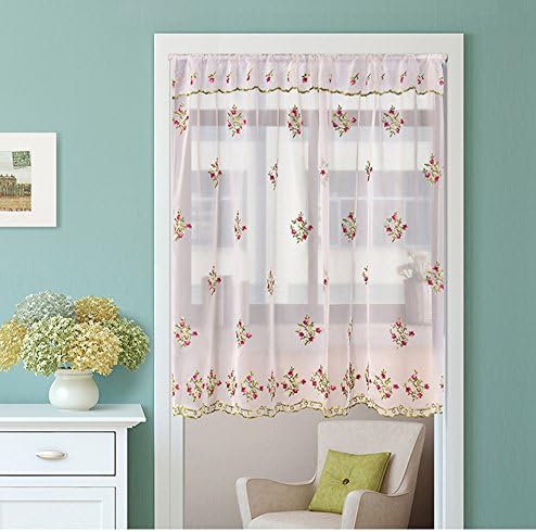 XIULIHUI Lace Rose Flower Window Curtain Café Curtain Door Curtain 1 Panel,59 x 55inches (150x140cm)