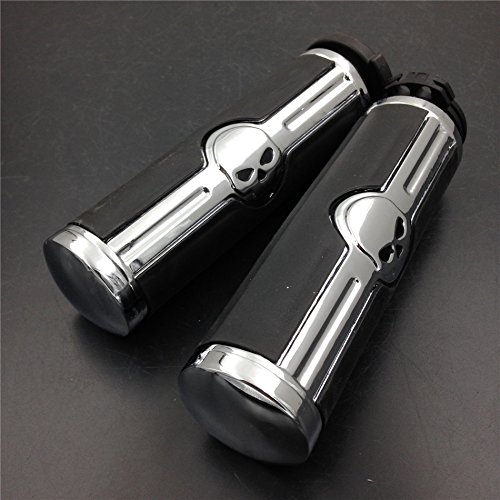 Handlebar skull grips for Harley 96-later VRSC, XL, XR, Dyna, Softail (except FLSTSE2/3, FLSTNSE, and FXSBSE) and 96-07 Touring models See description for detail