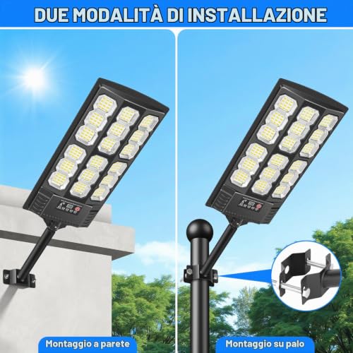 BlueYu Outdoor Solar Led Street Light, 800 W 6500 K IP66 Waterproof Street Light with Motion Sensor and Remote Control, Outdoor Garden Lights for Roads, Patios, Garages (2 Units)
