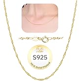 MaicuQ 18k Gold 925 Sterling Silver Chain Necklace for Women Simple Dainty Necklace Minimalist Link Silver Necklace Choker Necklaces Thin & Sturdy Italian Quality Trendy Jewelry Gifts 16 18 20 Inch