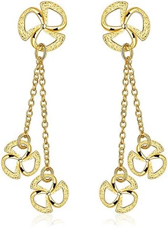 Yello Gold Earrings Womens Jewelry Hollow Clover Earrings For Womens Drop Earrings
