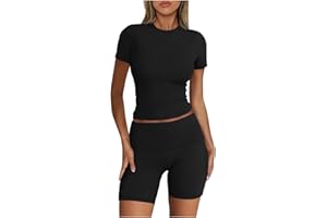 Ruziyoog Womens 2 Piece Lounge Sets Casual Summer Workout Short Matching Clothing Sets Going Out Two Piece Outfits Yoga Gym