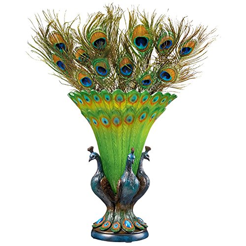 Design Toscano Grand Plumage Peacock Sculptural Vase