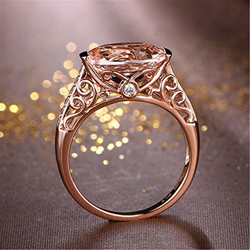 Auwer Rings, 2-in-1 Womens Vintage White Diamond Silver Engagement Wedding Band Ring Set (US Size 6, Red)
