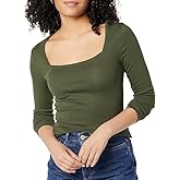 Amazon Essentials Women's Slim-Fit Long Sleeve Square Neck T-Shirt