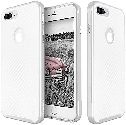 iPhone 7 Plus - Sinabro Hybrid Bumper Carbon Case - Carbon pattern back case - Hybrid TPU + PC (White)