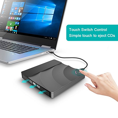 External CD DVD Drive VersionTech USB 3.0 Ultra Slim Portable Burner Optical CD+/-RW DVD +/-RW Superdrive for Apple Mac Macbook Pro Air iMac and laptop, Support M-DISC-Black