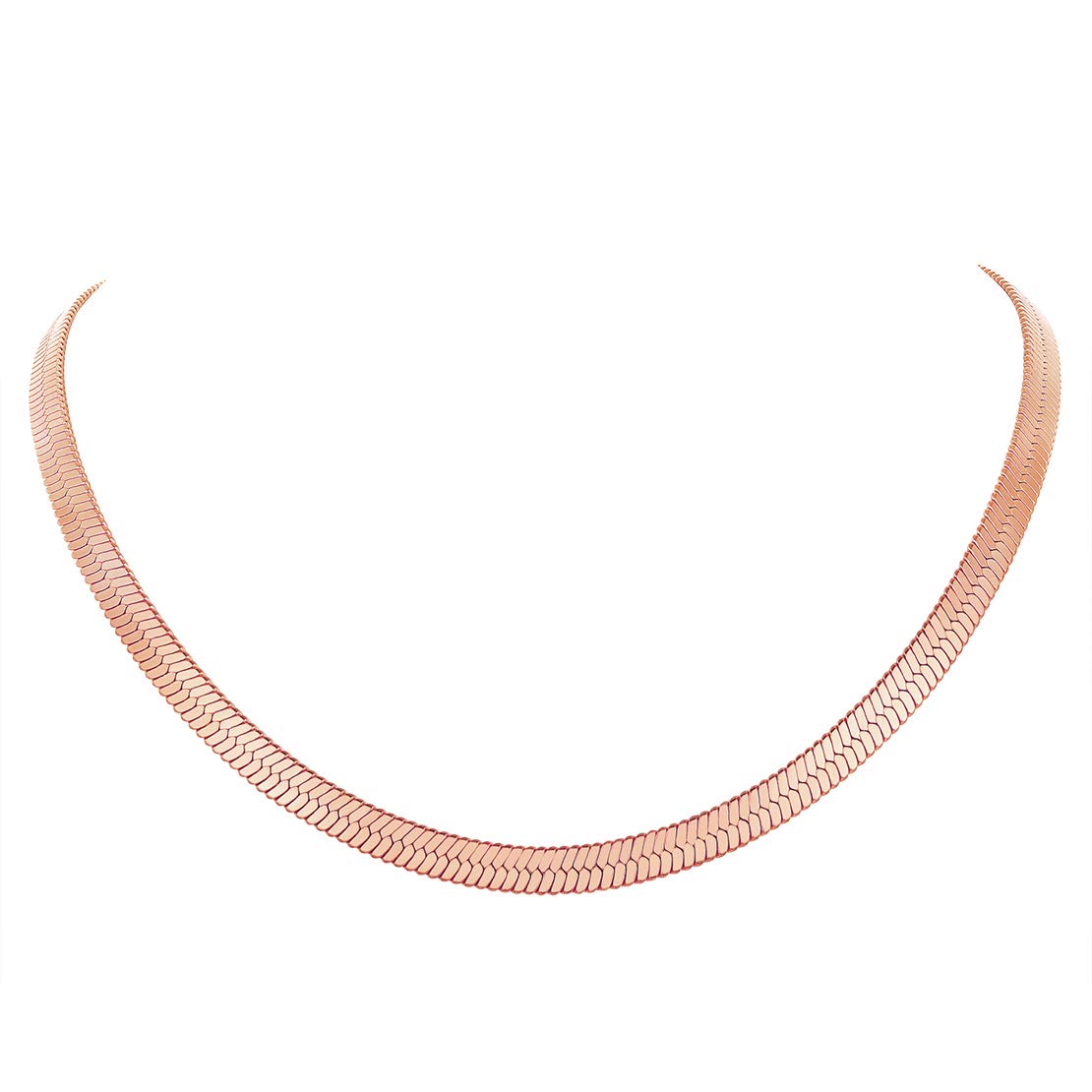 FindChic 5MM Herringbone Chain Necklace Jewellery for Women 32CM Rose Gold Plated Stainless Steel Herringbone Chain Choker