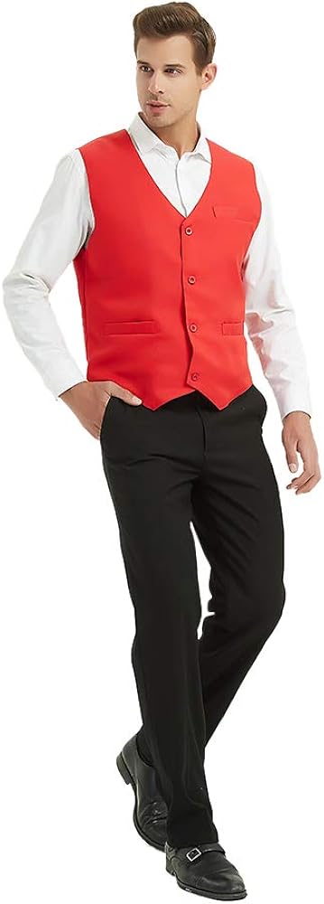 TOPTIE Waiter Uniform Unisex Button Vest for Supermarket Clerk & Volunteer at  Men’s Clothing store