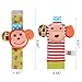 ThinkMax Baby Rattle, 4PCS Baby Wrist Rattle and Foot Rattles Finder Socks Set, Developmental Soft Animal Rattles Infant Baby Toys (Monkey and Elephant)