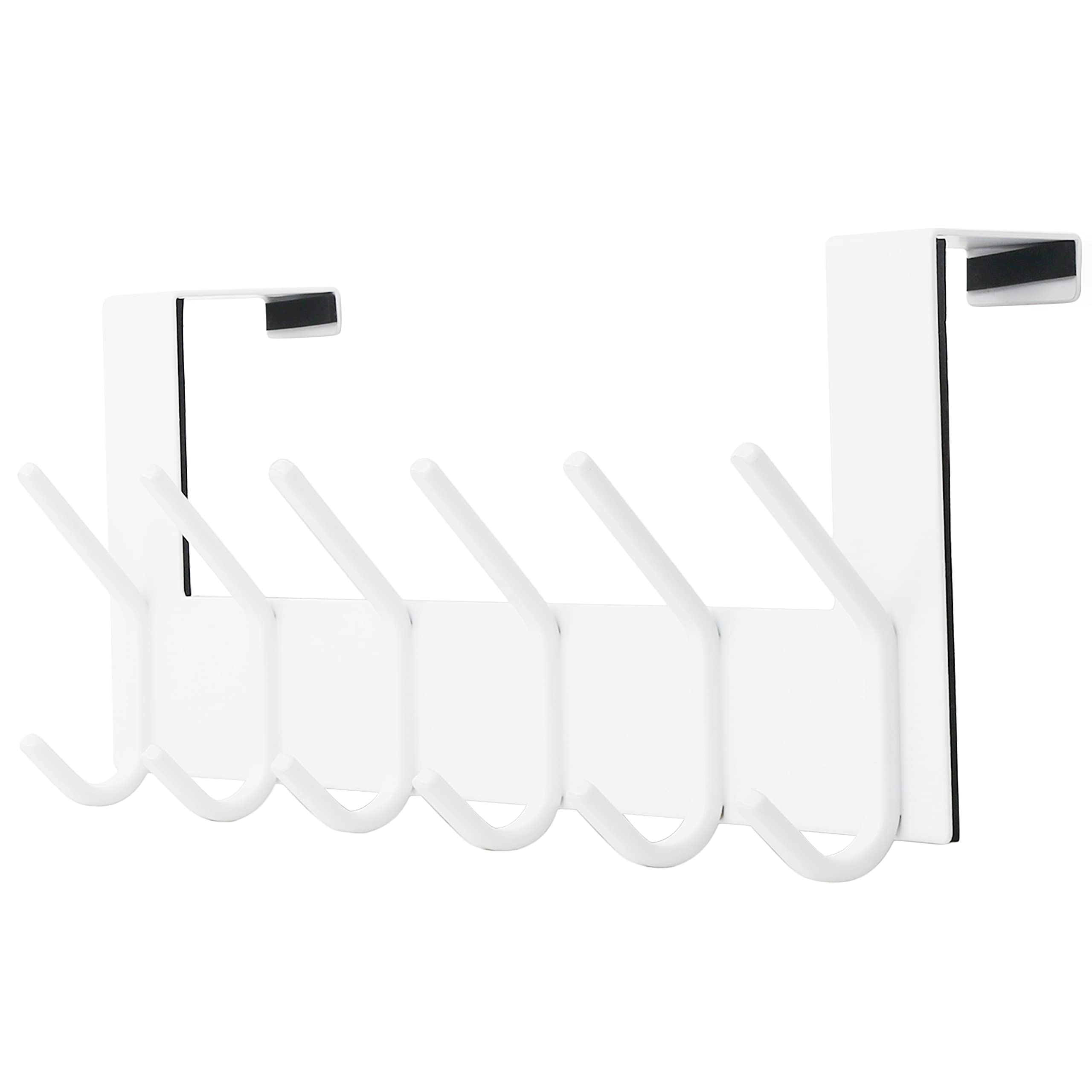 Dseap Over The Door Hook Hanger - 6 Hooks Over Door Coat Rack for Hanging Clothes Hat Towel, White