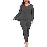 COOTRY Plus Size Thermal Underwear for Women Fleece Lined Long Johns Base Layer Top and Bottom Sets for Winter