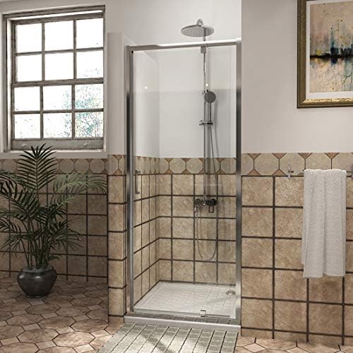 Duschdeluxe 36"x72" Pivot Swing Shower Door | 1/4" Clear Tempered Glass Pivot Door Bath Screen - Chrome Finish