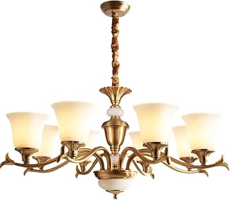 Amazon Co Jp Lipenli 北欧 手作 シャンデリア リビングルーム ベッドルーム 廊下 Aisleled用シーリングライト欧州のラグジュアリーシンプルな人格銅8ランプ照明 レトロモダンライト ホーム キッチン