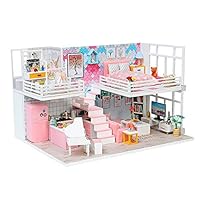 ZUINIUBI Miniature Dollhouse Kits with Light and Furnitures Wooden DIY 3D House Kit Including Dust Proof Cover-Music Movement-Assemble Tools Birthday Gift for Teens Adults-Mermaid Diary